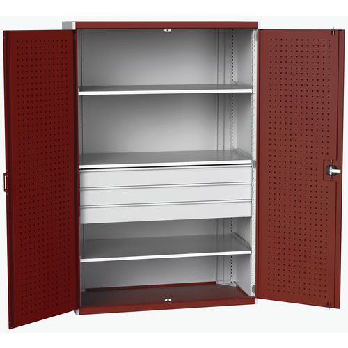 Szafki warsztatowe z szufladami Bott Cubio 160, wysokość 200 cm - Szafka warsztatowa z szufladami Bott Cubio 160, 200 x 130 x 65 cm, 3 półki, 3 szufla