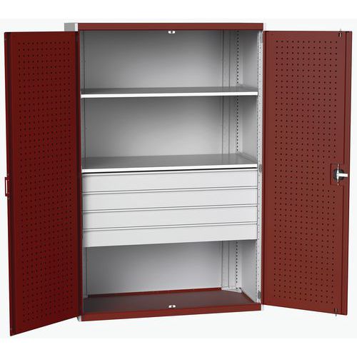 Szafki warsztatowe z szufladami Bott Cubio 160, wysokość 200 cm - Szafka warsztatowa z szufladami Bott Cubio 160, 200 x 130 x 65 cm, 2 półki, 4 szufla