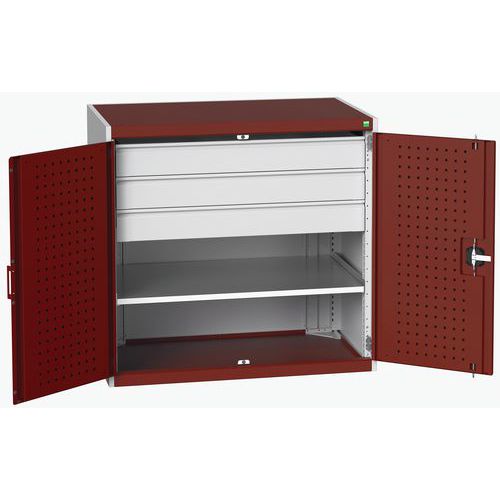 Szafki warsztatowe Bott Cubio z szufladami, wysokość 100 cm - Szafka warsztatowa z szufladami Bott Cubio, 100 x 105 x 65 cm, 1 półka, 3 szuflady, szar