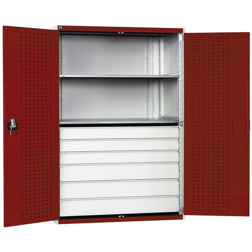 Szafki warsztatowe z szufladami Bott Cubio 160, wysokość 200 cm - Szafka warsztatowa z szufladami Bott Cubio 160, 200 x 130 x 65 cm, 2 półki, 6 szufla