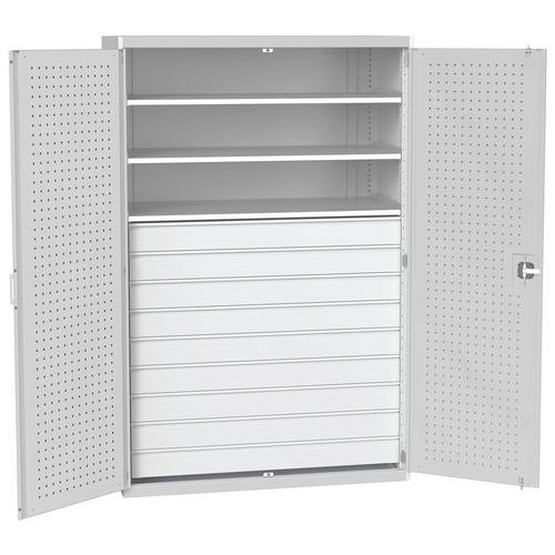 Szafki warsztatowe z szufladami Bott Cubio 160, wysokość 200 cm - Szafka warsztatowa z szufladami Bott Cubio 160, 200 x 130 x 65 cm, 3 półki, 9 szufla