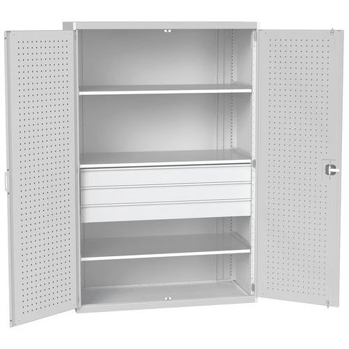 Szafki warsztatowe z szufladami Bott Cubio 160, wysokość 200 cm - Szafka warsztatowa z szufladami Bott Cubio 160, 200 x 130 x 65 cm, 3 półki, 3 szufla