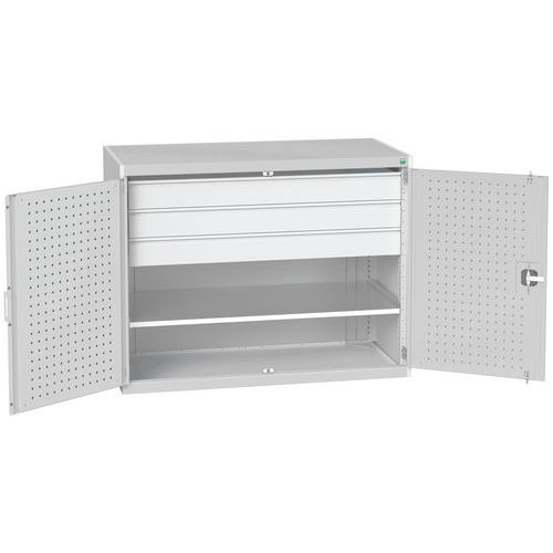 Szafki warsztatowe z szufladami Bott Cubio 160, wysokość 100 cm - Szafka warsztatowa z szufladami Bott Cubio 160, 100 x 130 x 65 cm, 1 półka, 3 szufla