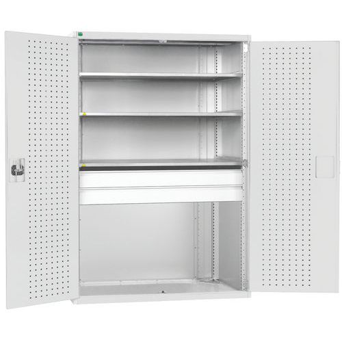Szafki warsztatowe z szufladami Bott Cubio 160, wysokość 200 cm - Szafka warsztatowa z szufladami Bott Cubio 160, 200 x 105 x 65 cm, 3 półki, 2 szufla
