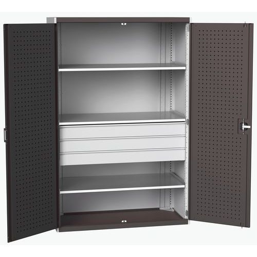 Szafki warsztatowe z szufladami Bott Cubio 160, wysokość 200 cm - Szafka warsztatowa z szufladami Bott Cubio 160, 200 x 130 x 65 cm, 3 półki, 3 szufla