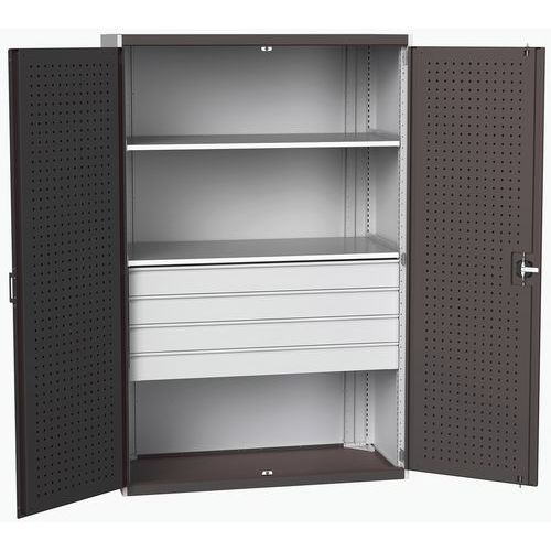 Szafki warsztatowe z szufladami Bott Cubio 160, wysokość 200 cm - Szafka warsztatowa z szufladami Bott Cubio 160, 200 x 130 x 65 cm, 2 półki, 4 szufla