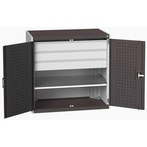Szafki warsztatowe Bott Cubio z szufladami, wysokość 100 cm - Szafka warsztatowa z szufladami Bott Cubio, 100 x 105 x 65 cm, 1 półka, 3 szuflady, szar