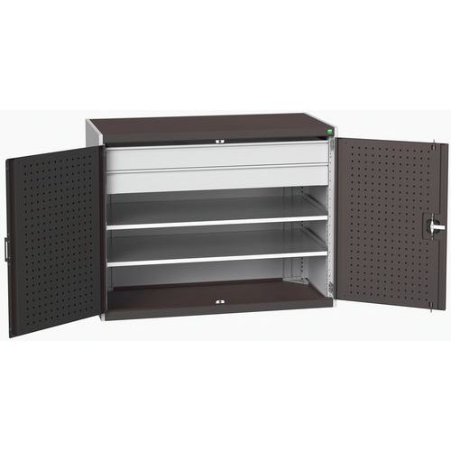 Szafki warsztatowe z szufladami Bott Cubio 160, wysokość 100 cm - Szafka warsztatowa z szufladami Bott Cubio 160, 100 x 130 x 65 cm, 2 półki, 2 szufla