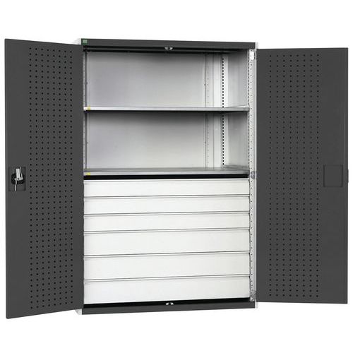 Szafki warsztatowe z szufladami Bott Cubio 160, wysokość 200 cm - Szafka warsztatowa z szufladami Bott Cubio 160, 200 x 130 x 65 cm, 2 półki, 6 szufla