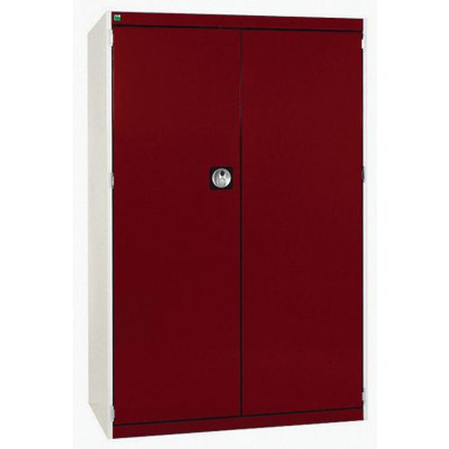 Szafy warsztatowe Bott Cubio, drzwi perforowane, wysokość 160 cm - Szafka warsztatowa Bott Cubio, 160 x 105 x 52,5 cm, drzwi perforowane, szaro-czerwo