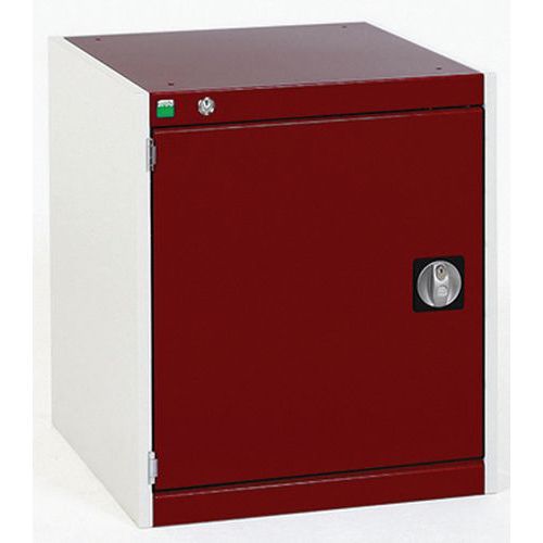 Szafy warsztatowe Bott Cubio, drzwi perforowane, wysokość 80 cm - Szafka warsztatowa Bott Cubio, 80 x 52,5 x 52,5 cm, drzwi perforowane, szaro-czerwon