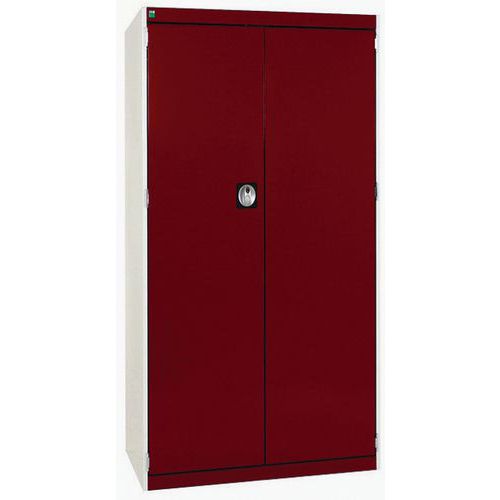 Szafy warsztatowe Bott Cubio, drzwi perforowane, wysokość 160 cm - Szafka warsztatowa Bott Cubio, 160 x 80 x 65 cm, drzwi perforowane, szaro-czerwony
