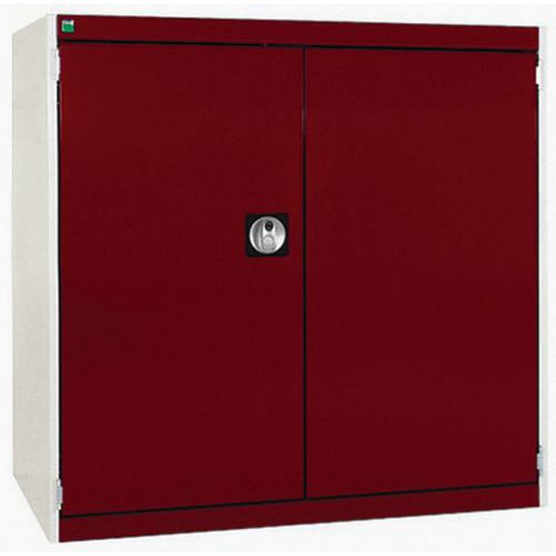 Szafy warsztatowe Bott Cubio, drzwi perforowane, wysokość 100 cm - Szafka warsztatowa Bott Cubio, 100 x 105 x 65 cm, drzwi perforowane, szaro-czerwony