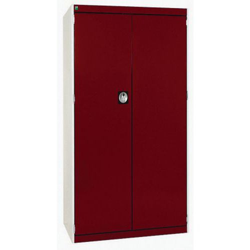 Szafy warsztatowe Bott Cubio, drzwi perforowane, wysokość 160 cm - Szafka warsztatowa Bott Cubio, 160 x 80 x 52,5 cm, drzwi perforowane, szaro-czerwon