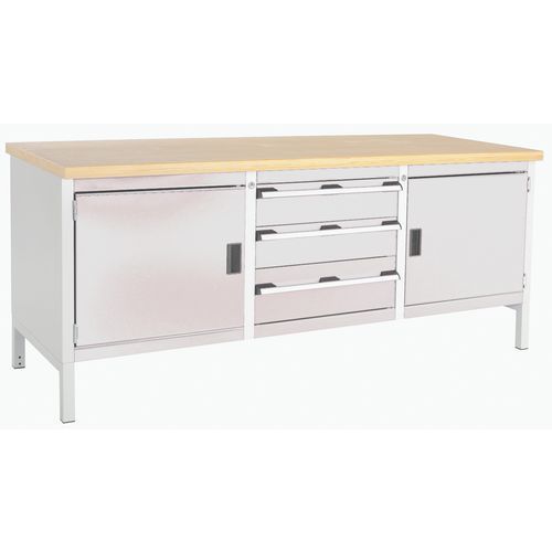 Stół warsztatowy Bott Cubio Storage, 84 x 200 x 75 cm, 2 szafki, 3 szuflady, multipleks/linoleum - Stół warsztatowy Bott Cubio Storage, 84 x 200 x 75 