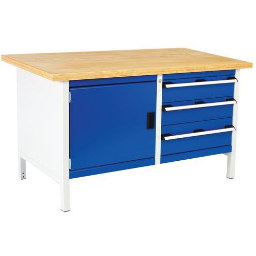 Stół warsztatowy Bott Cubio Storage, 84 x 150 x 75 cm, 3 szuflady, szafka, linoleum/sklejka - Stół warsztatowy Bott Cubio Storage, 84 x 150 x 75 cm, 3