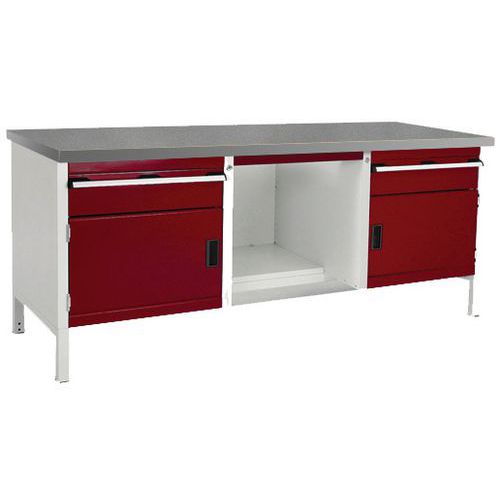 Stół warsztatowy Bott Cubio Storage, 84 x 200 x 75 cm, 2 szafki, 2 szuflady, półki, multipleks/linoleum - Stół warsztatowy Bott Cubio Storage, 84 x 20