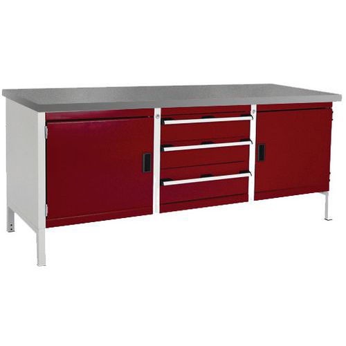 Stół warsztatowy Bott Cubio Storage, 84 x 200 x 75 cm, 2 szafki, 3 szuflady, multipleks/linoleum - Stół warsztatowy Bott Cubio Storage, 84 x 200 x 75 