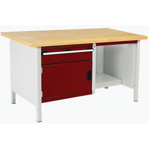 Stół warsztatowy Bott Cubio Storage, 84 x 150 x 75 cm, 1 szafka, 1 szuflada, półki, linoleum/sklejka - Stół warsztatowy Bott Cubio Storage, 84 x 150 x