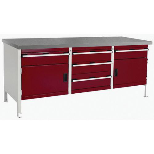 Stół warsztatowy Bott Cubio Storage, 84 x 200 x 75 cm, 2 szafki, 5 szuflad, multipleks/linoleum - Stół warsztatowy Bott Cubio Storage, 84 x 200 x 75 c