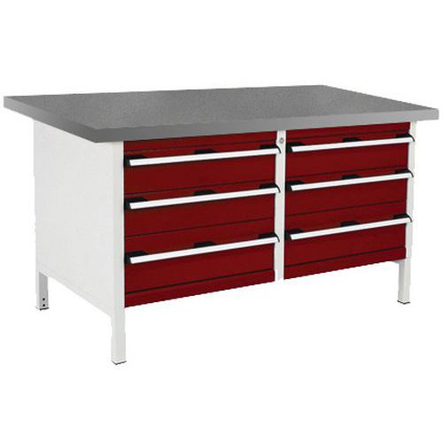 Stół warsztatowy Bott Cubio Storage, 84 x 150 x 75 cm, 6 szuflad, linoleum/sklejka - Stół warsztatowy Bott Cubio Storage, 84 x 150 x 75 cm, 6 szuflad,