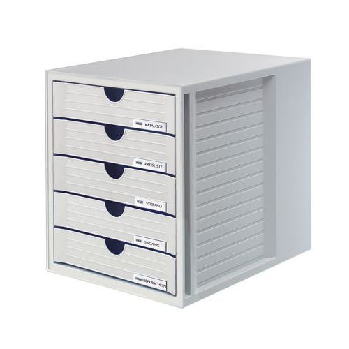 Zestaw 5 szufladek HAN System-Box, polistyren, A4 - Zestaw 5 szufladek HAN System-Box, polistyren, A4, szary