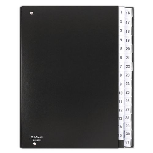 Teczka korespondencyjna DONAU, karton, A4, 1-31 - Teczka korespondencyjna DONAU, karton, A4, 1-31, czarna