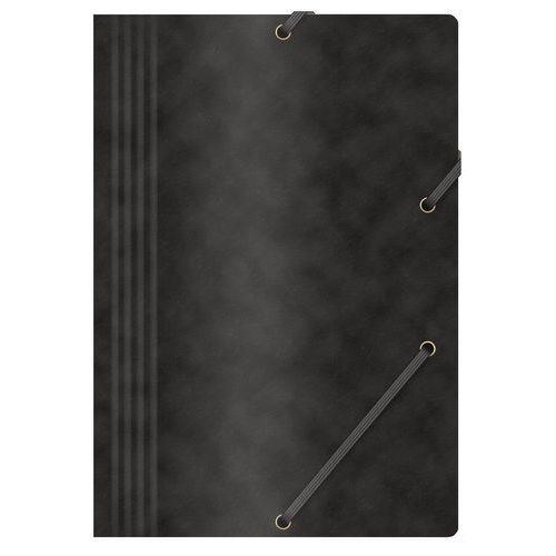 Teczka z gumką OFFICE PRODUCTS, preszpan, A4, 390gsm, 3-skrz. - Teczka z gumką OFFICE PRODUCTS, preszpan, A4, 390gsm, 3-skrz., czarna, sprzedaż po 10 
