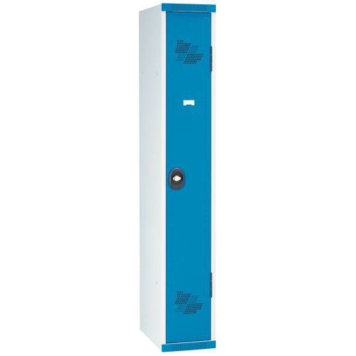 Szafy szatniowe Acial, składane, 1 przedział, 300 mm, zamek obrotowy - Szafa szatniowa Acial składana, 1 przedział, 300 mm, zamek obrotowy, szara/nieb