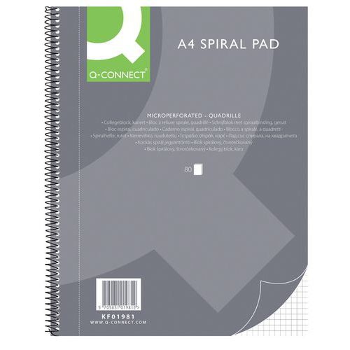 Kołonotatnik Q-CONNECT, A4, w kratkę, 80 kart., 70gsm, perforacja - Kołonotatnik Q-CONNECT, A4, w kratkę, 80 kart., 70gsm, perforacja, sprzedaż po 10 