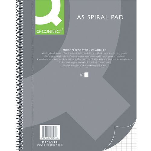 Kołonotatnik Q-CONNECT, A5, w kratkę, 80 kart., 70gsm, perforacja - Kołonotatnik Q-CONNECT, A5, w kratkę, 80 kart., 70gsm, perforacja, sprzedaż po 5 s