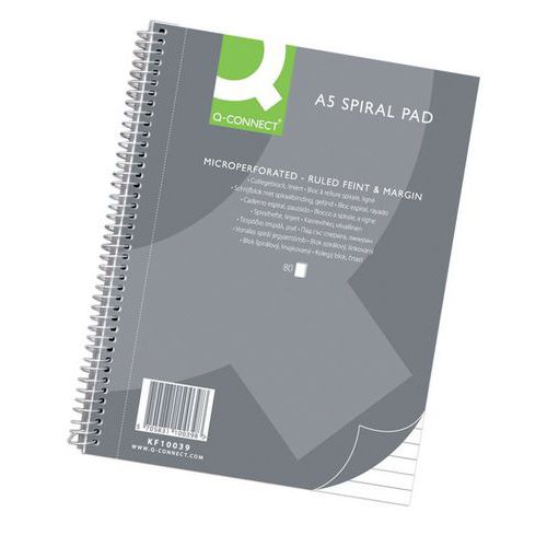 Kołonotatnik Q-CONNECT, A5, w linię, 80 kart., 70gsm, perforacja - Kołonotatnik Q-CONNECT, A5, w linię, 80 kart., 70gsm, perforacja, sprzedaż po 5 szt