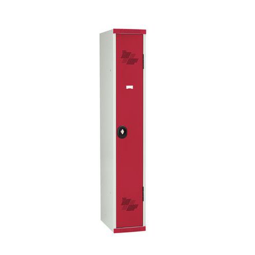 Szafy szatniowe Acial, składane, 1 przedział, 300 mm, zamek obrotowy - Szafa szatniowa Acial składana, 1 przedział, 300 mm, zamek obrotowy, szara/czer