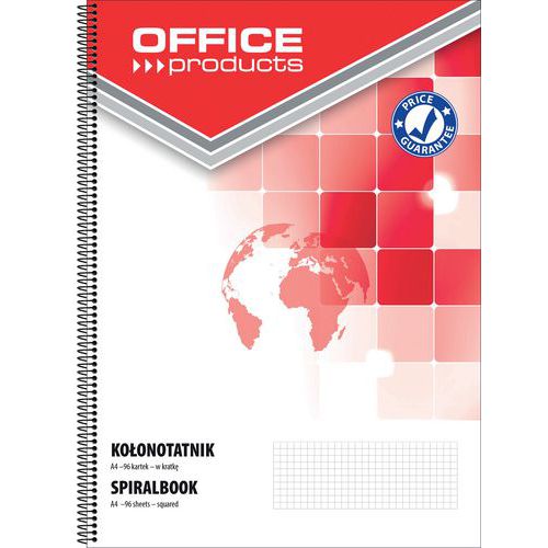 Kołonotatnik OFFICE PRODUCTS, A4, w kratkę, 80 kart., 60-80gsm, perforacja - Kołonotatnik OFFICE PRODUCTS, A4, w kratkę, 80 kart., 60-80gsm, perforacj