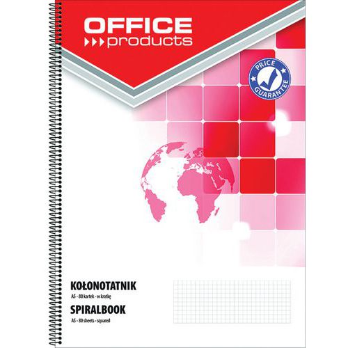 Kołonotatnik OFFICE PRODUCTS, A5, w kratkę, 80 kart., 60-80gsm, perforacja - Kołonotatnik OFFICE PRODUCTS, A5, w kratkę, 80 kart., 60-80gsm, perforacj