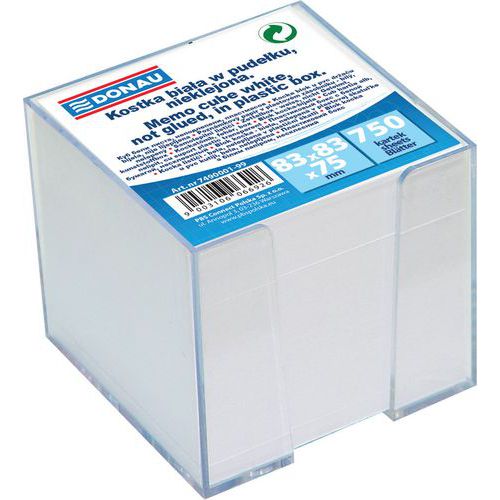 Kostka DONAU nieklejona, w pudełku, 92x92x82mm, biała - Kostka DONAU nieklejona, w pudełku, 92x92x82mm, biała, sprzedaż po 6 szt.