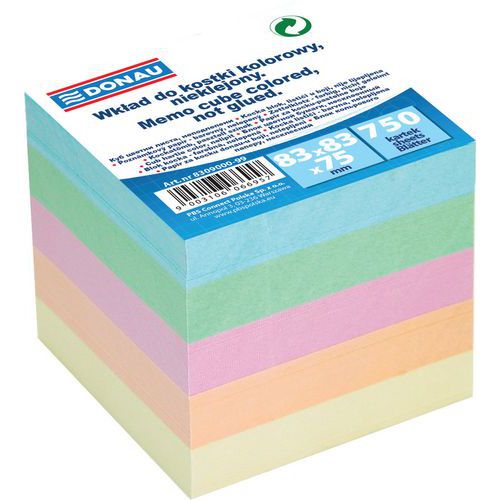 Kostka DONAU nieklejona, 83x83x75mm, mix kolorów - Kostka DONAU nieklejona, 83x83x75mm, mix kolorów, sprzedaż po 6 szt.