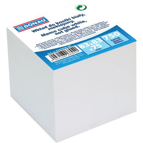 Kostka DONAU nieklejona, 83x83x75mm, biała - Kostka DONAU nieklejona, 83x83x75mm, biała, sprzedaż po 6 szt.