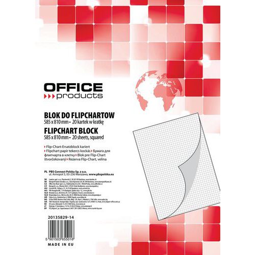 Blok do flipchartów OFFICE PRODUCTS, kratka, 58,5x81cm, 20 kart., biały Blok do flipchartów OFFICE PRODUCTS, kratka, 58,5x81cm, 20 kart., biały