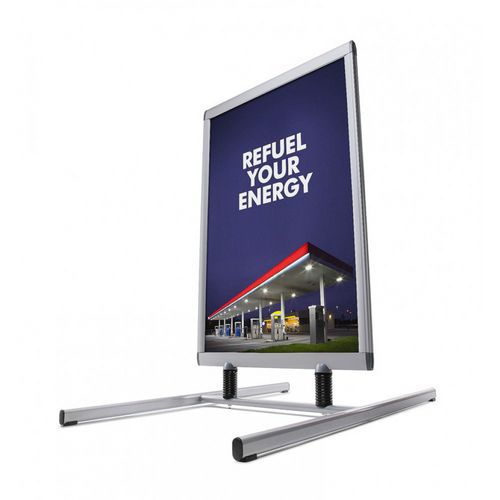 Stojaki reklamowe Windtalker, srebrne - Stojak reklamowy Windtalker, srebrny, A1