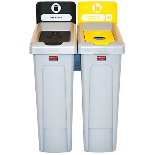 Stacja do recyklingu Slim Jim 174 l – Rubbermaid – etykieta FR - Stacja recyklingu Slim Jim 174 l, czarno-żółta_FR