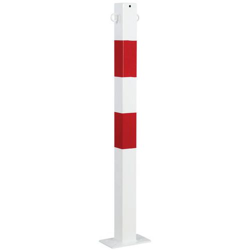 Metalowe słupki odgradzające Crash Stop, wysokość 100 cm - Metalowy słupek odgradzający Crash Stop, czerwono-biały, wysokość 100 cm, z oczkami