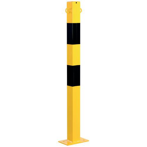 Metalowe słupki odgradzające Crash Stop, wysokość 100 cm - Metalowy słupek odgradzający Crash Stop, czarno-żółty, wysokość 100 cm, z oczkami