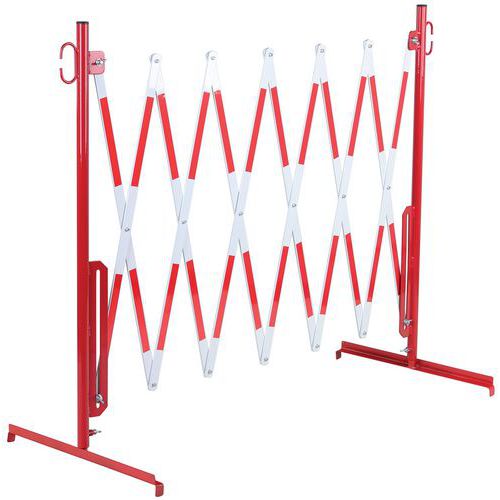 Metalowe barierki mobilne Dancop, składane - Metalowa barierka mobilna Dancop, składana, czerwono-biała, długość 360 cm