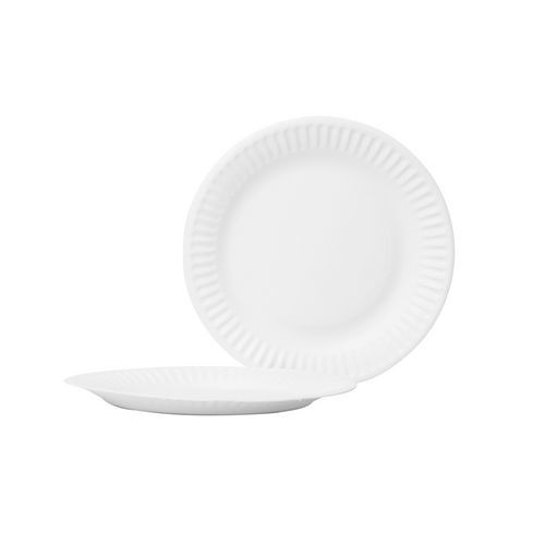 Białe talerzyki papierowe - Białe papierowe talerze, średnica 23 cm