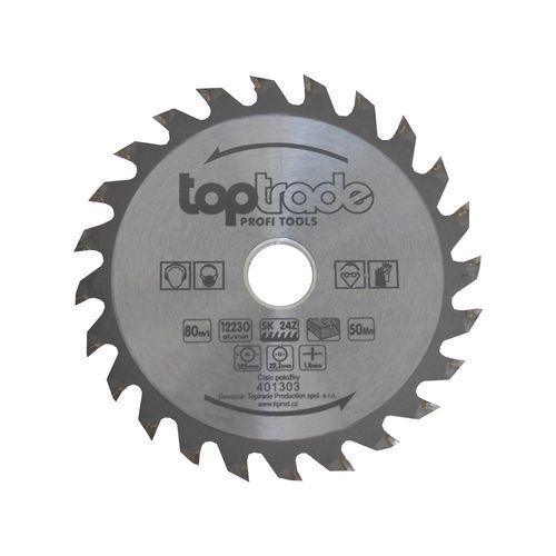 Tarcza do piły TOPTRADE, do drewna, z płytkami widiowymi, 24 zęby, 125 x 1,8 x 22,2/20/16 mm