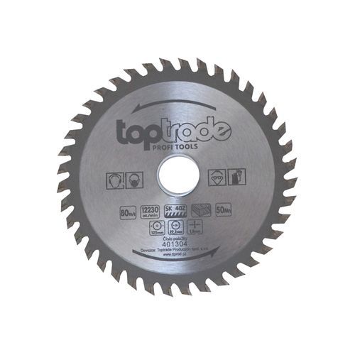 Tarcza do piły TOPTRADE, do drewna, z płytkami widiowymi, 40 zębów, 125 x 1,8 x 22,2/20/16 mm