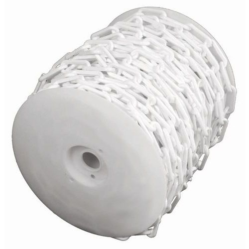 Łańcuszki plastikowe na szpulce w kolorze białym - Łańcuszek plastikowy na szpuli 8 mm x 50 m, kolor biały