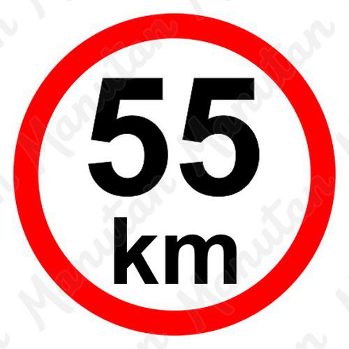 Tablice z nakazami – Ograniczenie prędkości 55 km/h - Ograniczenie prędkości 55 km/h, naklejka samoprzylepna D 150 mm