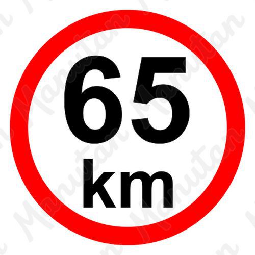 Tablice z nakazami – Ograniczenie prędkości 65 km/h - Ograniczenie prędkości 65 km/h, naklejka samoprzylepna D 200 mm